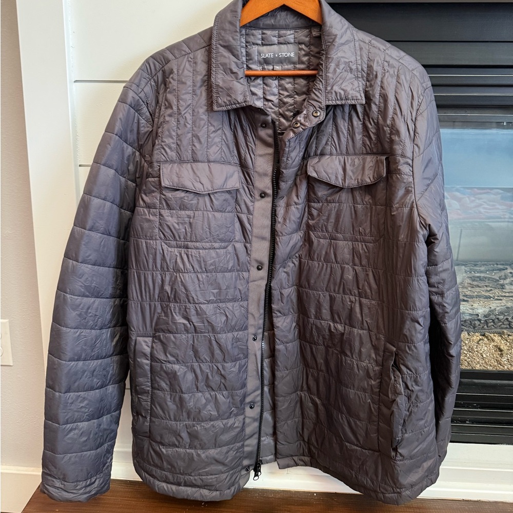 Slate & Stone Men's Gray Quilted puffer Jacket light weight size XL